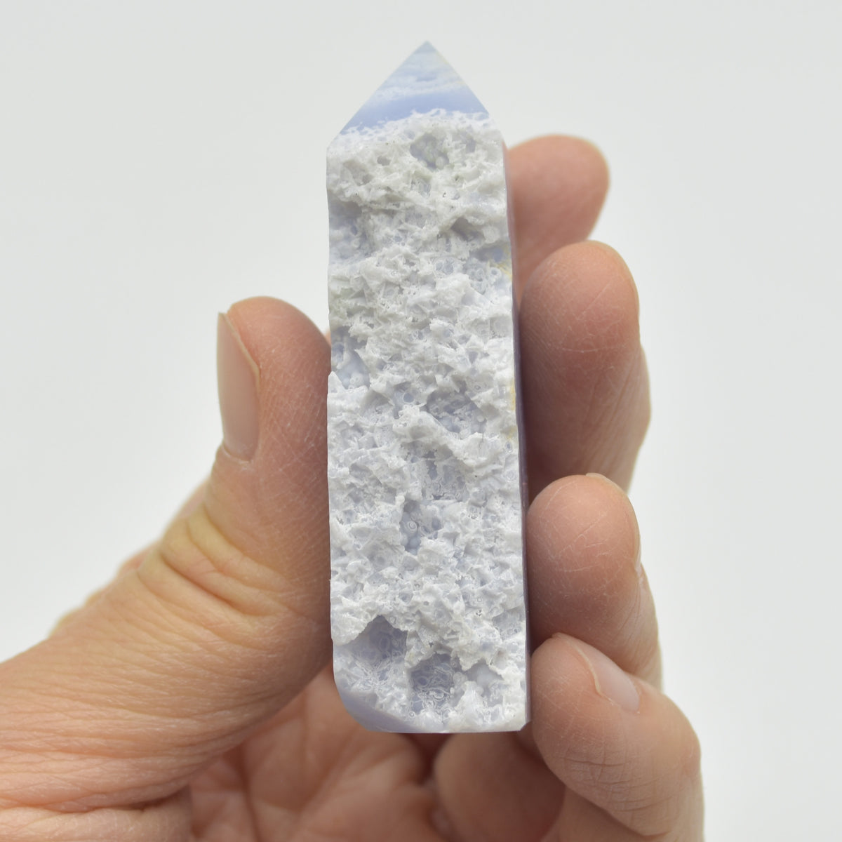 High Quality Blue Lace Agate Tower Point Slice - 6.3cm x 3.5cm x 1.6cm - 72 grams - #08