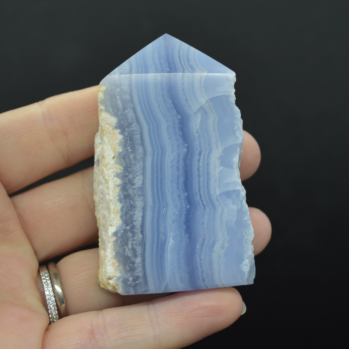 High Quality Blue Lace Agate Tower Point Slice - 6.5cm x 4cm x 1.6cm - 82 grams - #09