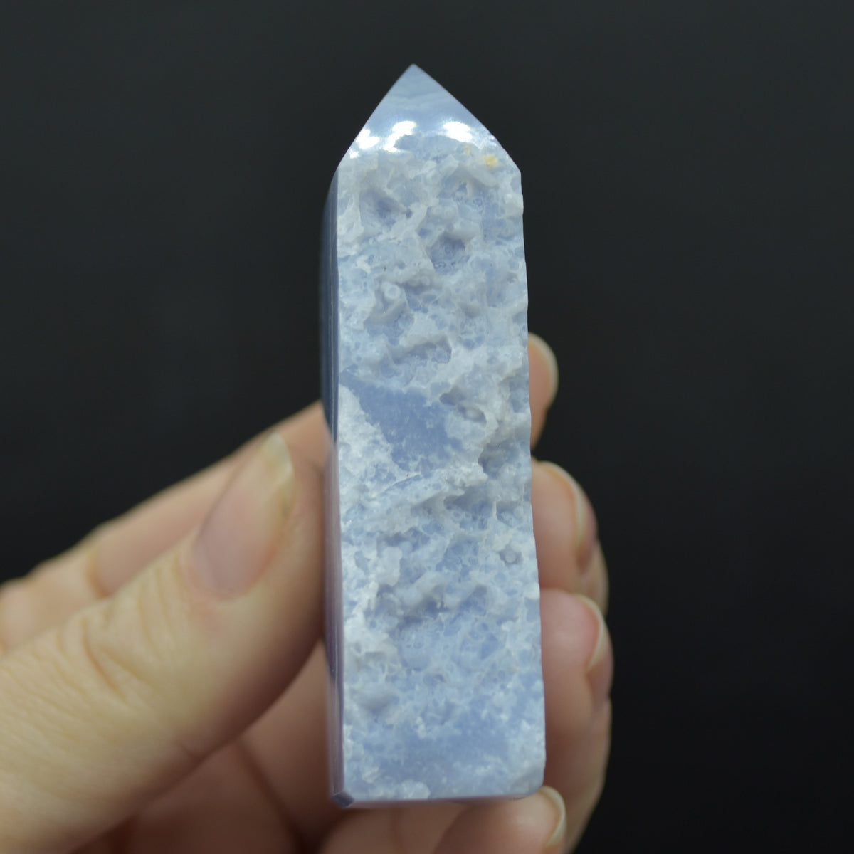 High Quality Blue Lace Agate Tower Point Slice - 6.5cm x 4cm x 1.6cm - 82 grams - #09