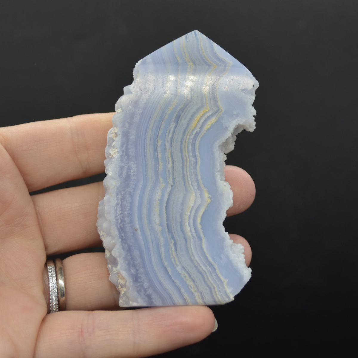 High Quality Blue Lace Agate Tower Point Slice - 8cm x 4.1cm x 1.5cm - 90 grams - #13
