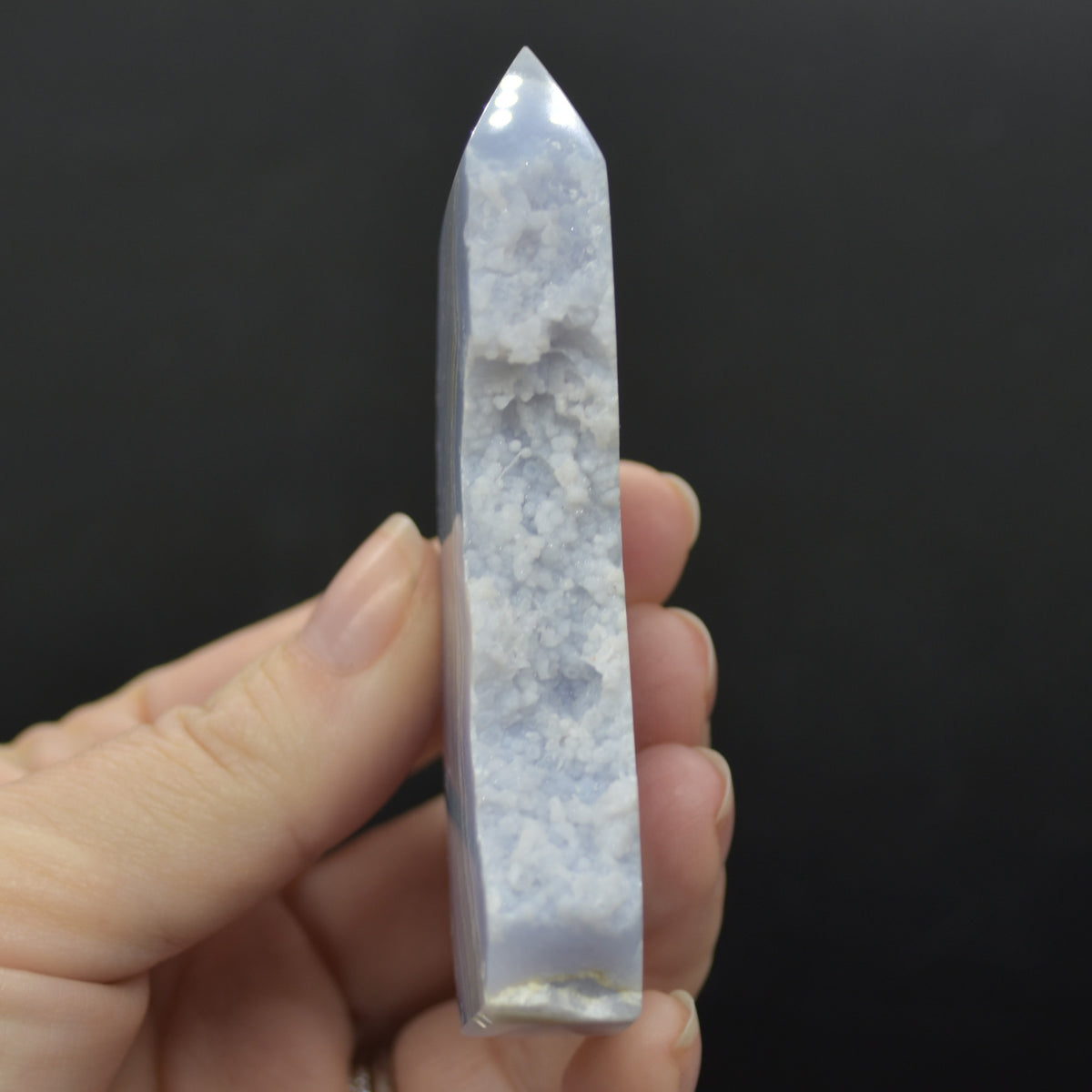 High Quality Blue Lace Agate Tower Point Slice - 8cm x 4.1cm x 1.5cm - 90 grams - #13