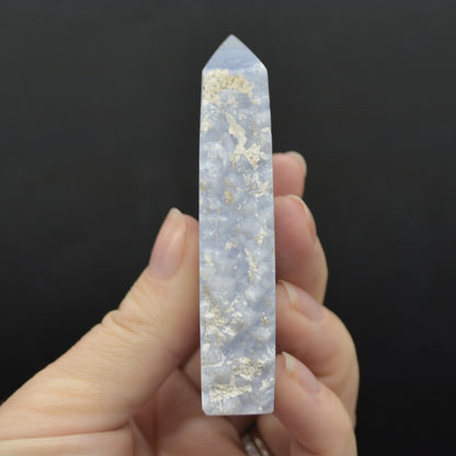 High Quality Blue Lace Agate Tower Point Slice - 8cm x 4.1cm x 1.5cm - 90 grams - #13