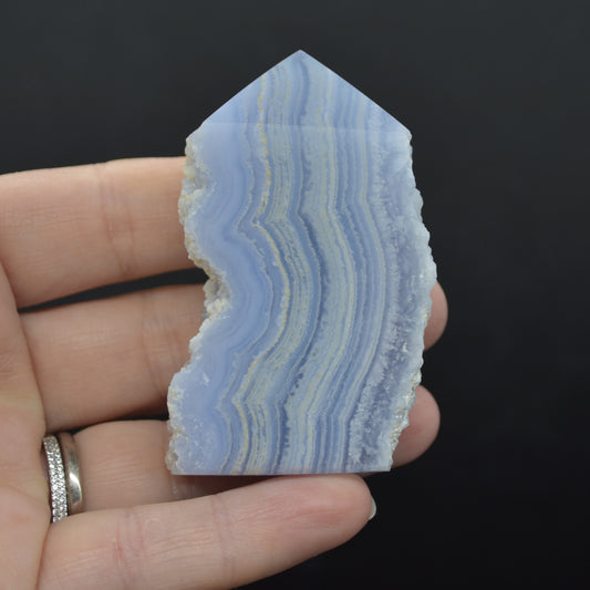 High Quality Blue Lace Agate Tower Point Slice - 6.3cm x 3.5cm x 1.5cm - 70 grams - #14