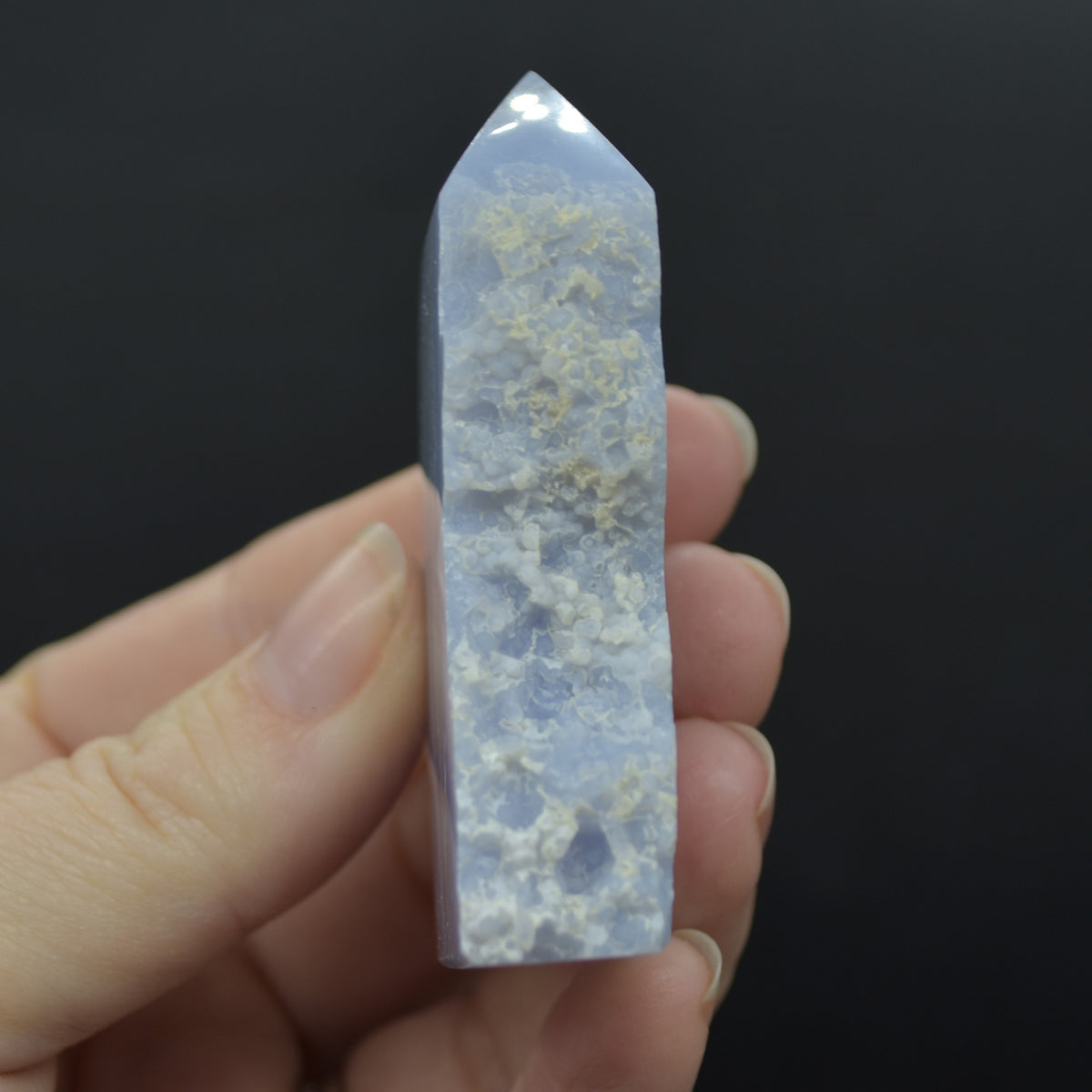 High Quality Blue Lace Agate Tower Point Slice - 6.3cm x 3.5cm x 1.5cm - 70 grams - #14