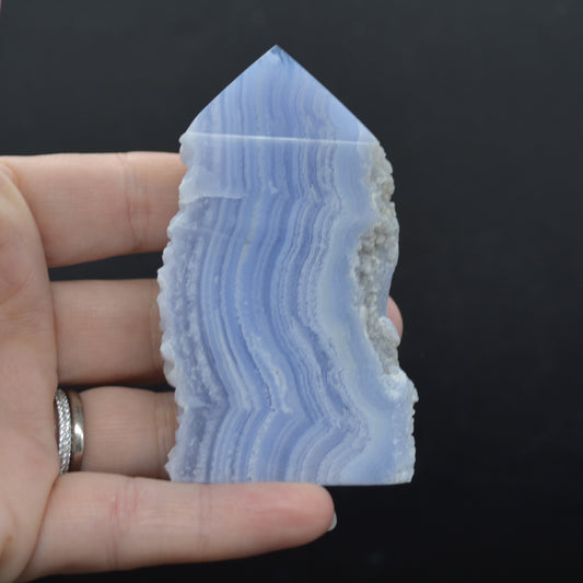 High Quality Blue Lace Agate Tower Point Slice - 8cm x 4.2cm x 1.5cm - 96 grams - #15