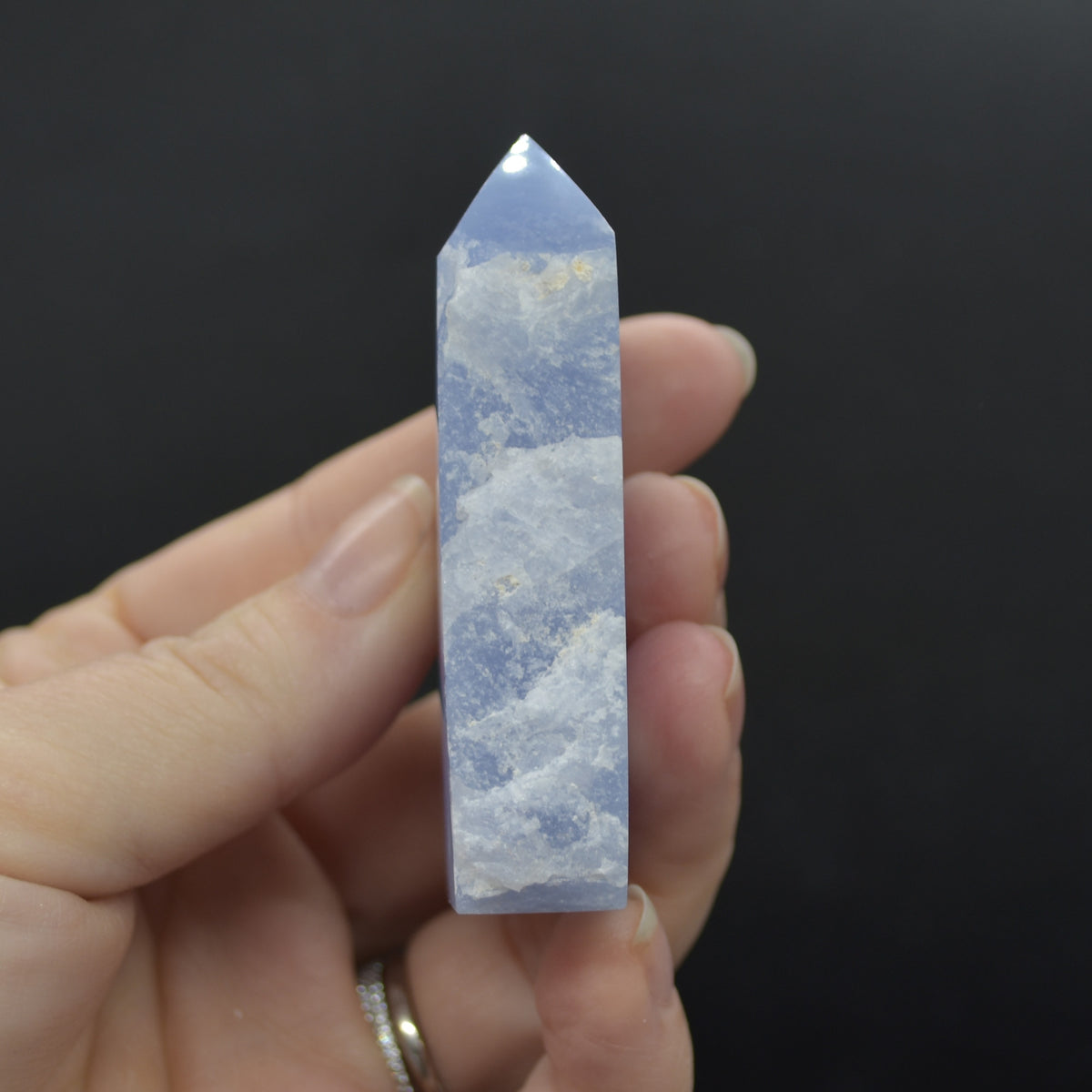 High Quality Blue Lace Agate Tower Point Slice - 6.5cm x 3.6cm x 1.5cm - 70 grams - #16