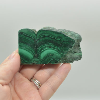 Malachite Crystal Freeform Slice, Slab - 4.4cm x 7.3cm x 0.8cm - 91 grams - #11