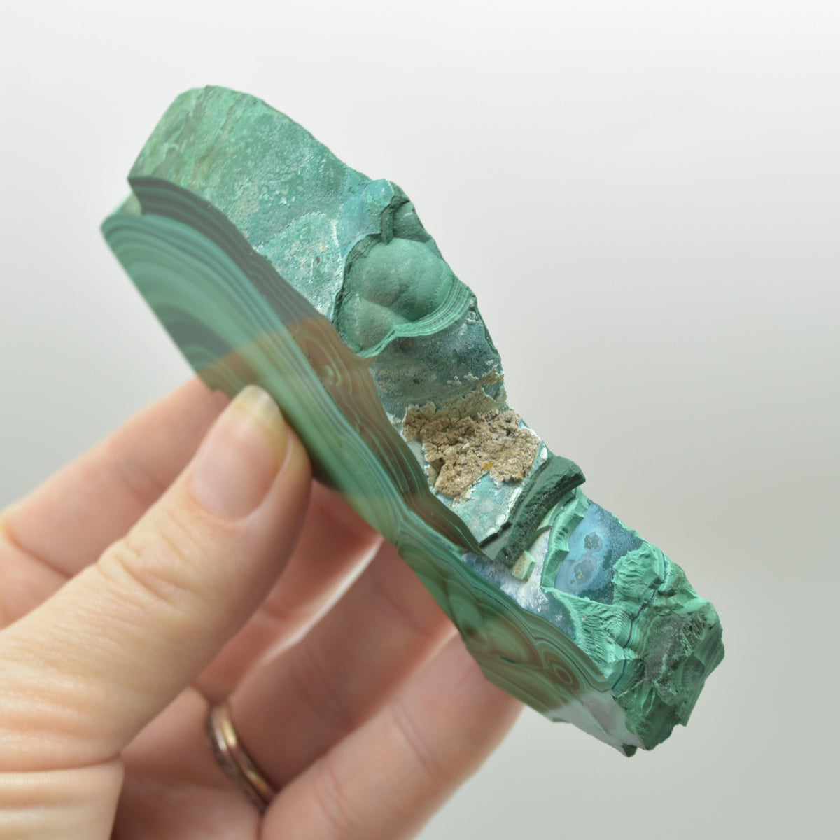 Malachite Crystal Freeform Slice, Slab - 5.7cm x 10cm x 1.2cm - 137 grams - #12