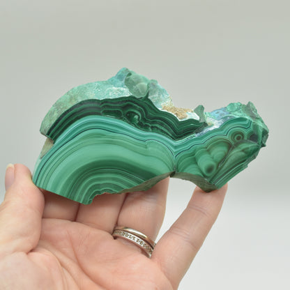 Malachite Crystal Freeform Slice, Slab - 5.7cm x 10cm x 1.2cm - 137 grams - #12