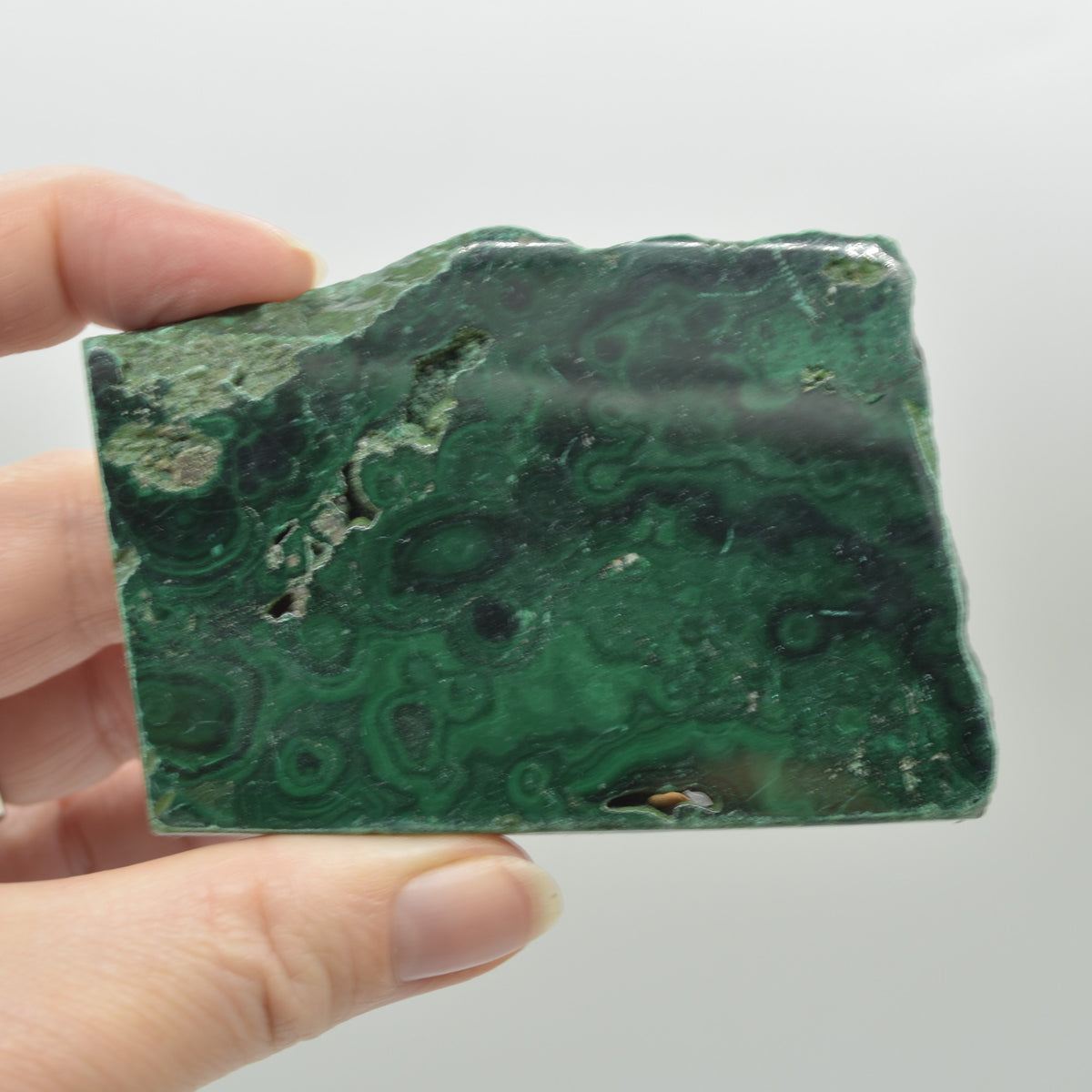 Malachite Crystal Freeform Slice, Slab - 7.9cm x 5.4cm x 0.9cm - 139 grams - #13