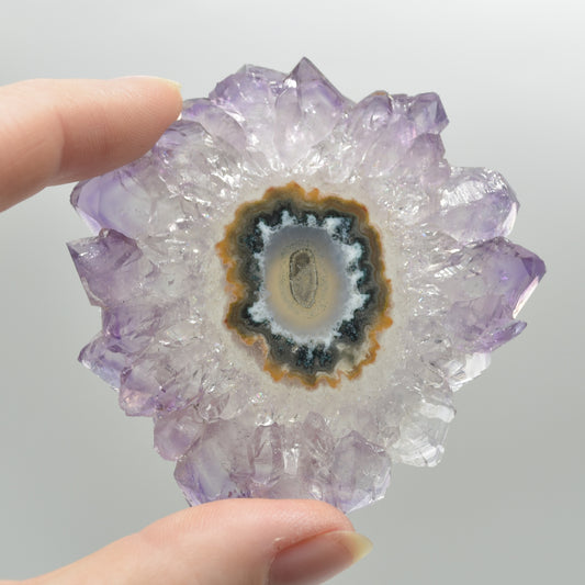 Amethyst Crystal Stalactite Slice from Brazil - 6.6cm x 6.5cm x 0.55cm