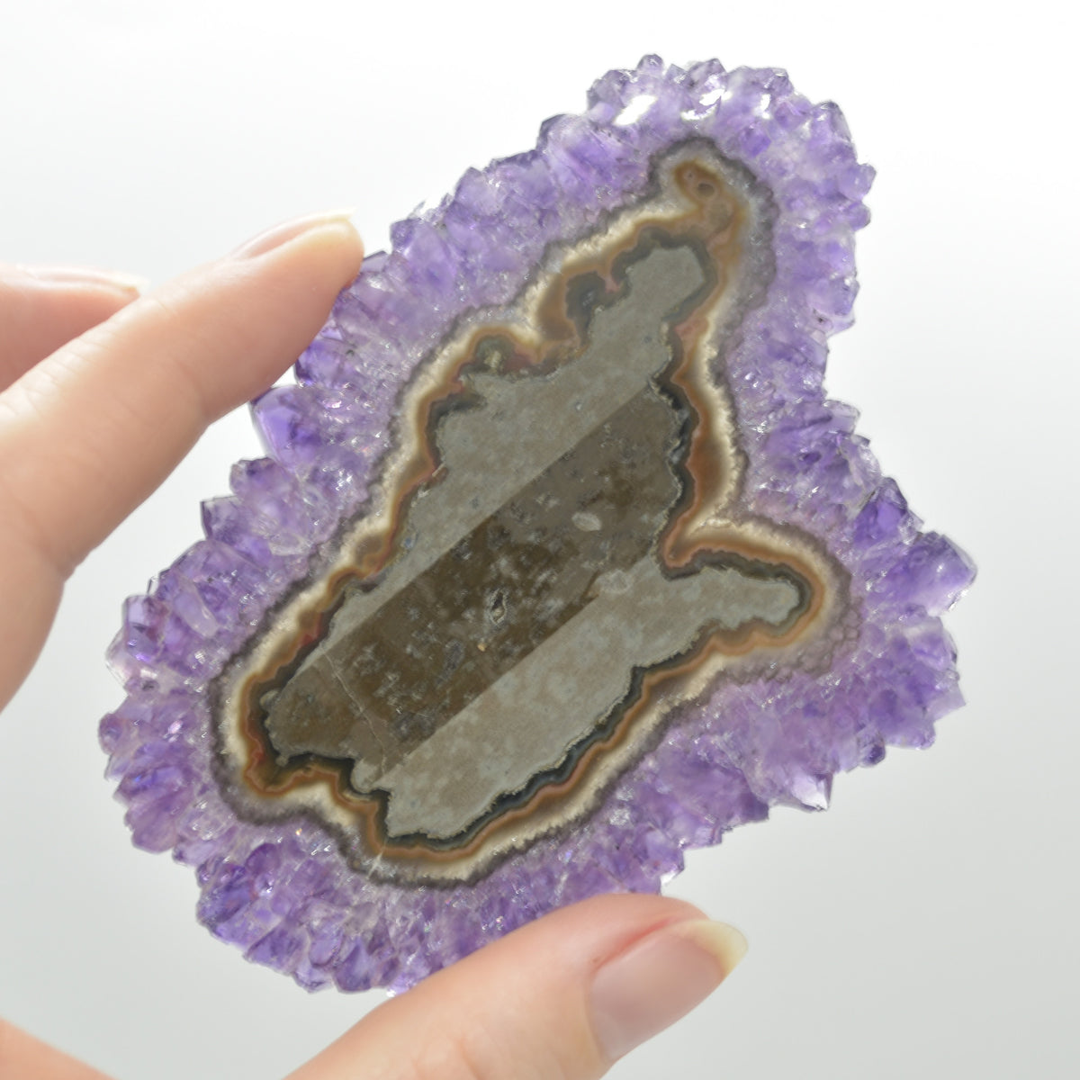 Amethyst Crystal Stalactite Slice from Brazil - 9.4cm x 6.7cm x 0.4cm