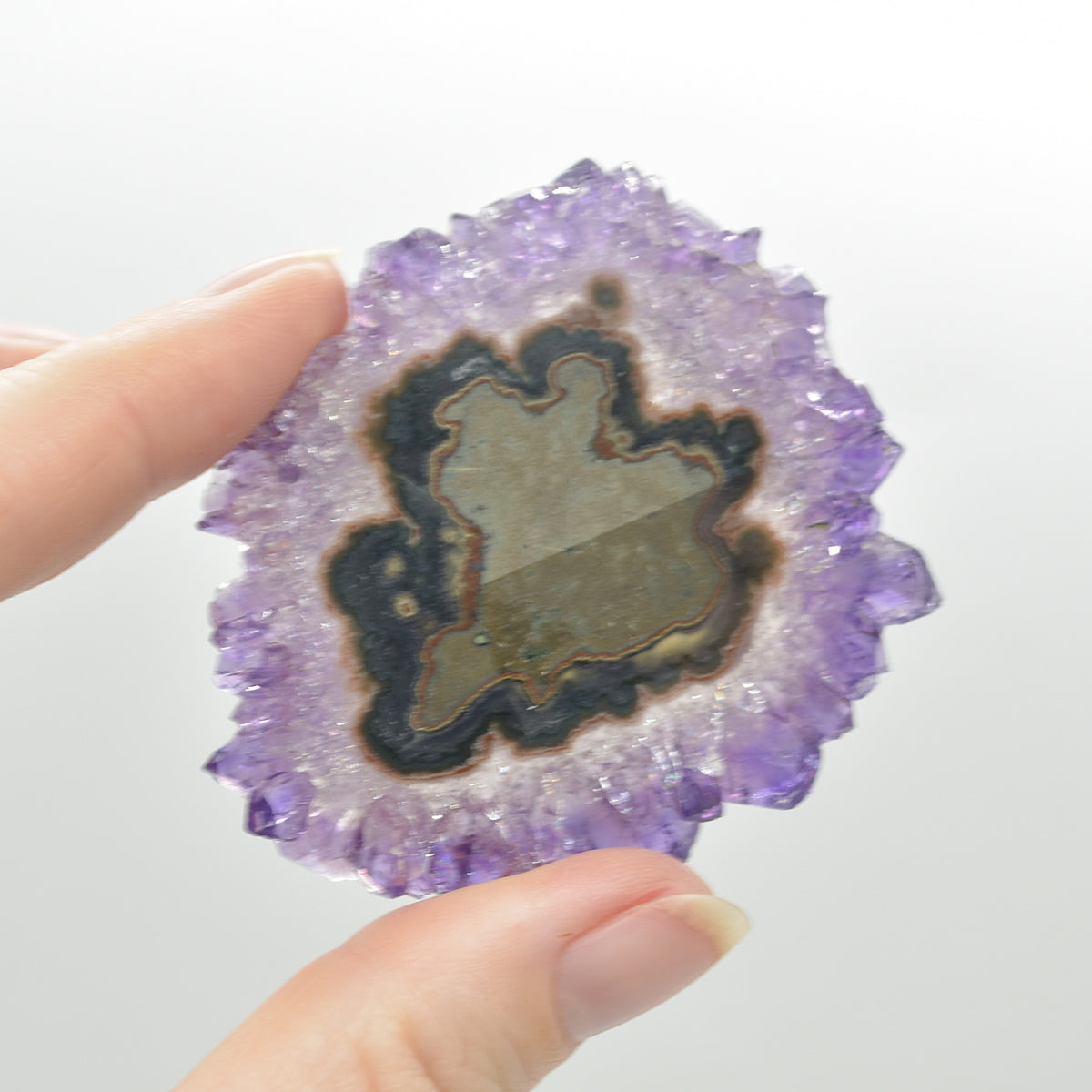 Amethyst Crystal Stalactite Slice from Brazil - 6cm x 5.2cm x 0.5cm