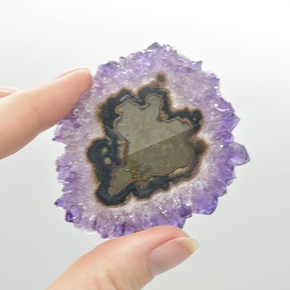 Amethyst Crystal Stalactite Slice from Brazil - 6cm x 5.2cm x 0.5cm