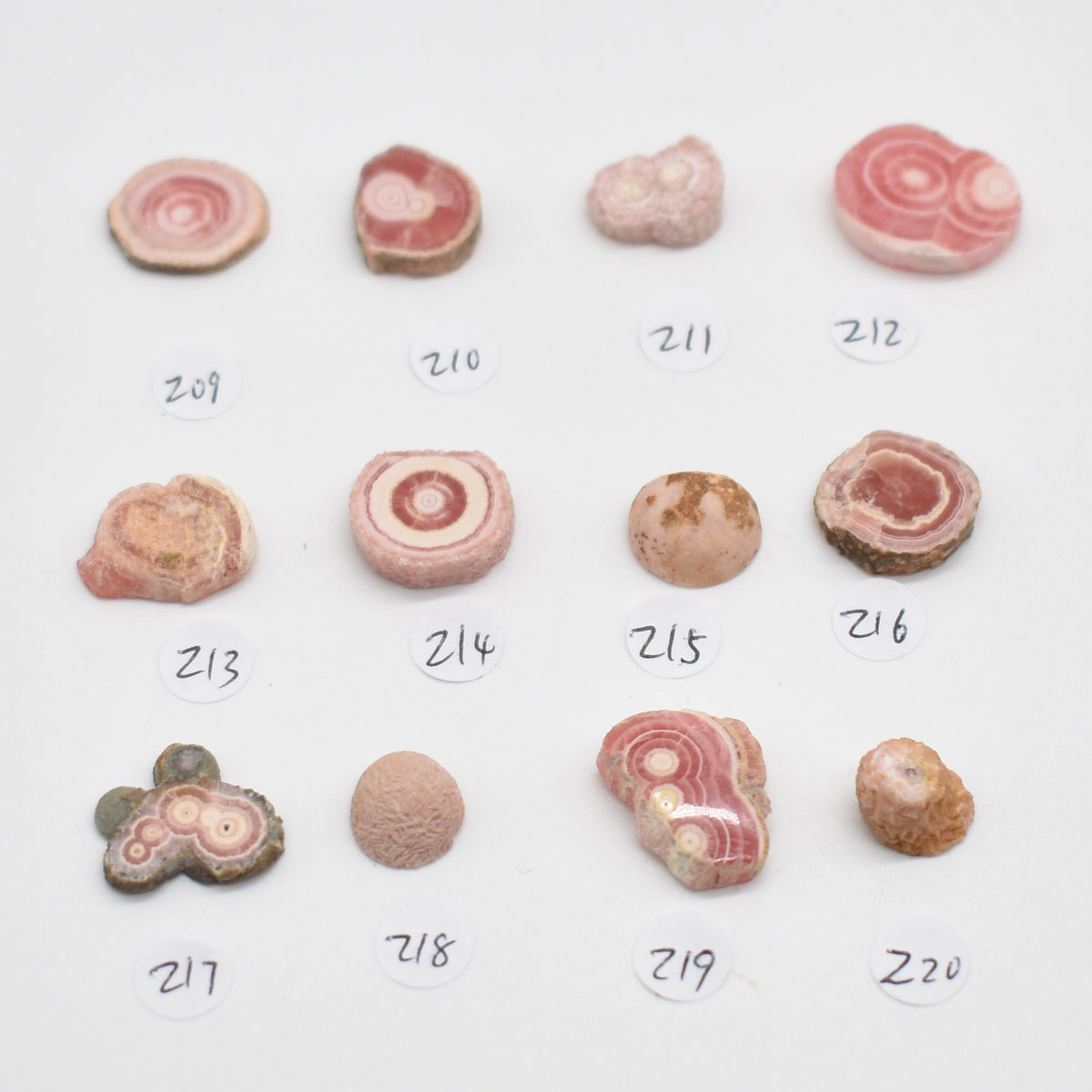 Rhodochrosite Stalactite Slices from Argentina - Lot 2 - 12 options