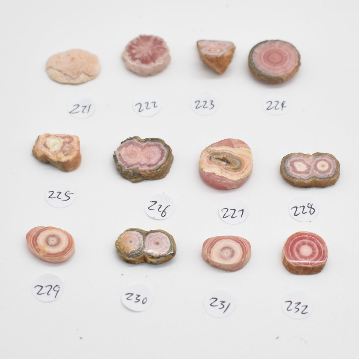 Rhodochrosite Stalactite Slices from Argentina - Lot 2 - 12 options
