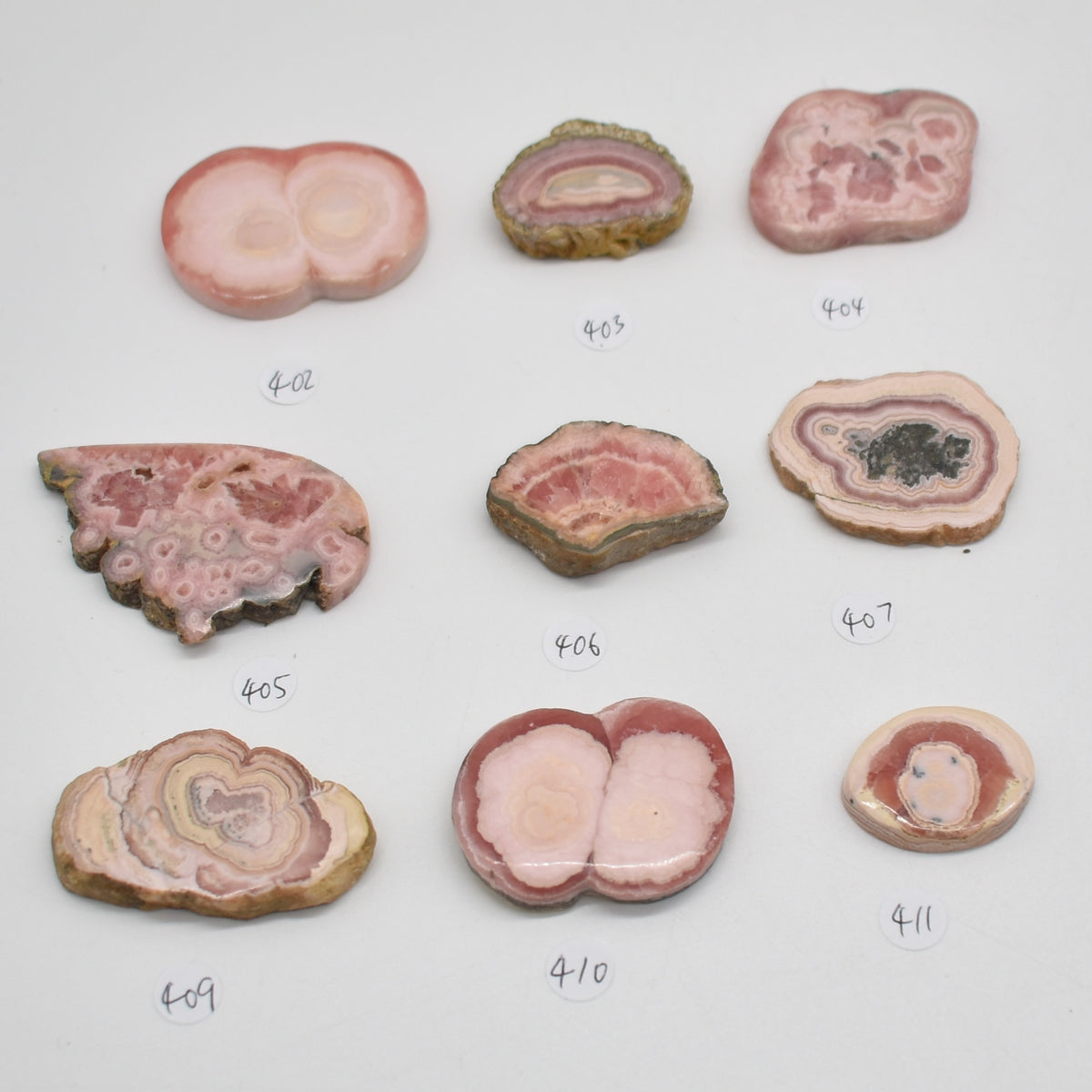 Rhodochrosite Stalactite Slices from Argentina - Lot 4 - 9 options