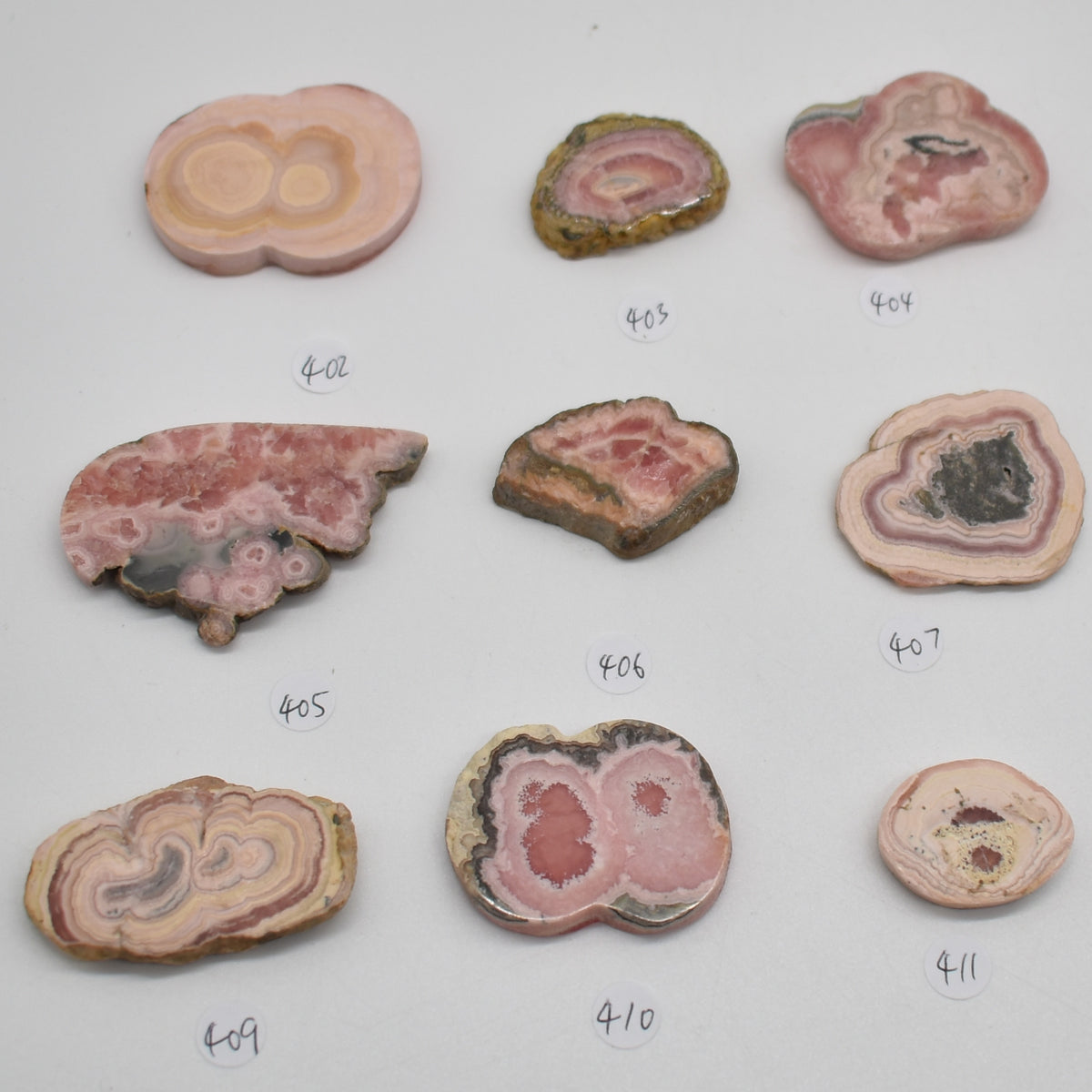 Rhodochrosite Stalactite Slices from Argentina - Lot 4 - 9 options