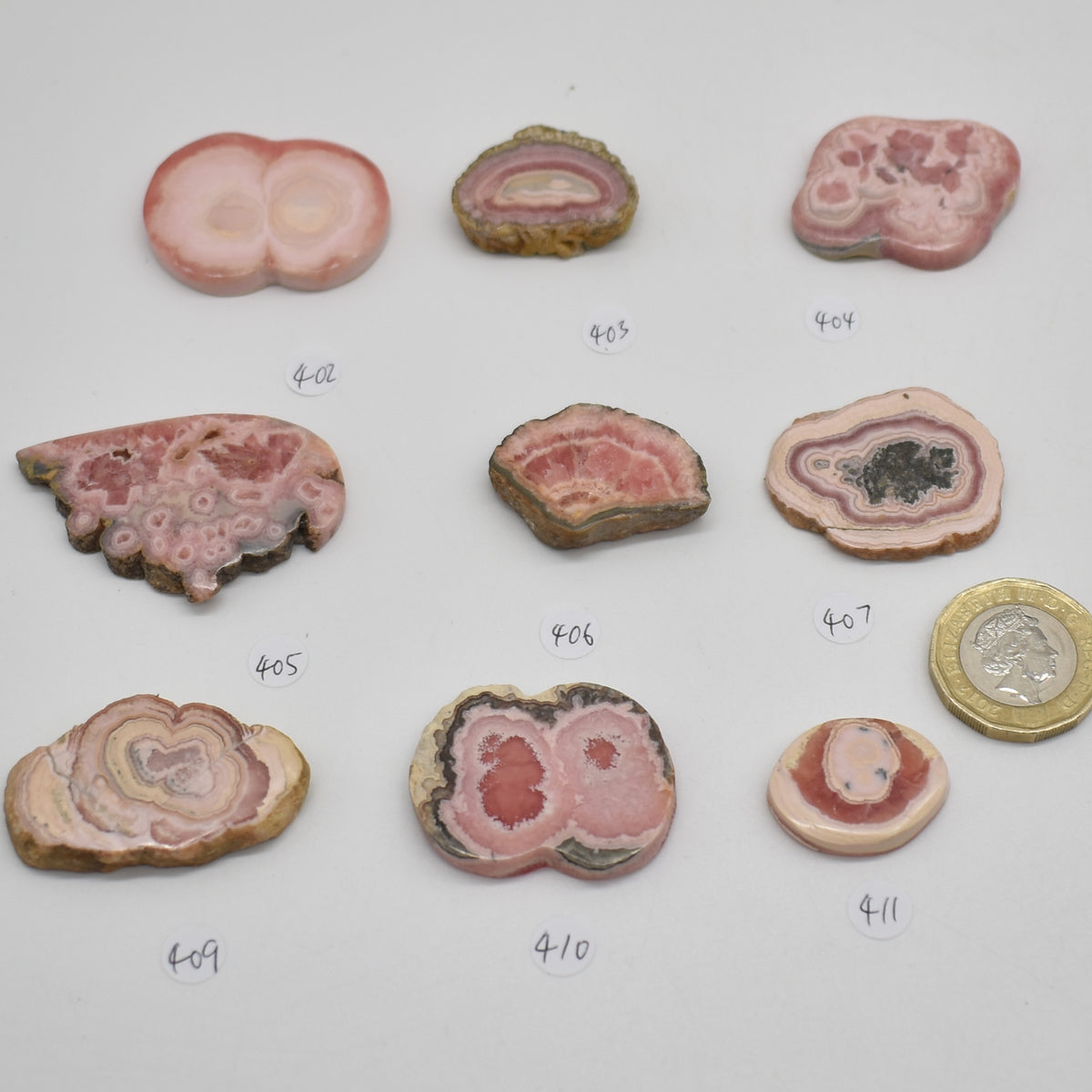 Rhodochrosite Stalactite Slices from Argentina - Lot 4 - 9 options