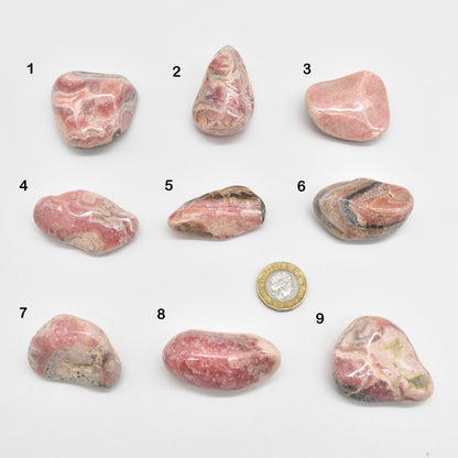 Rhodochrosite Crystal Tumble Stones from Argentina - 1 Count - 9 Choices #Lot 02