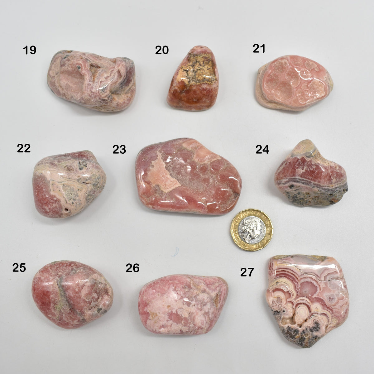Rhodochrosite Crystal Tumble Stones from Argentina - 1 Count - 9 Choices #Lot 04