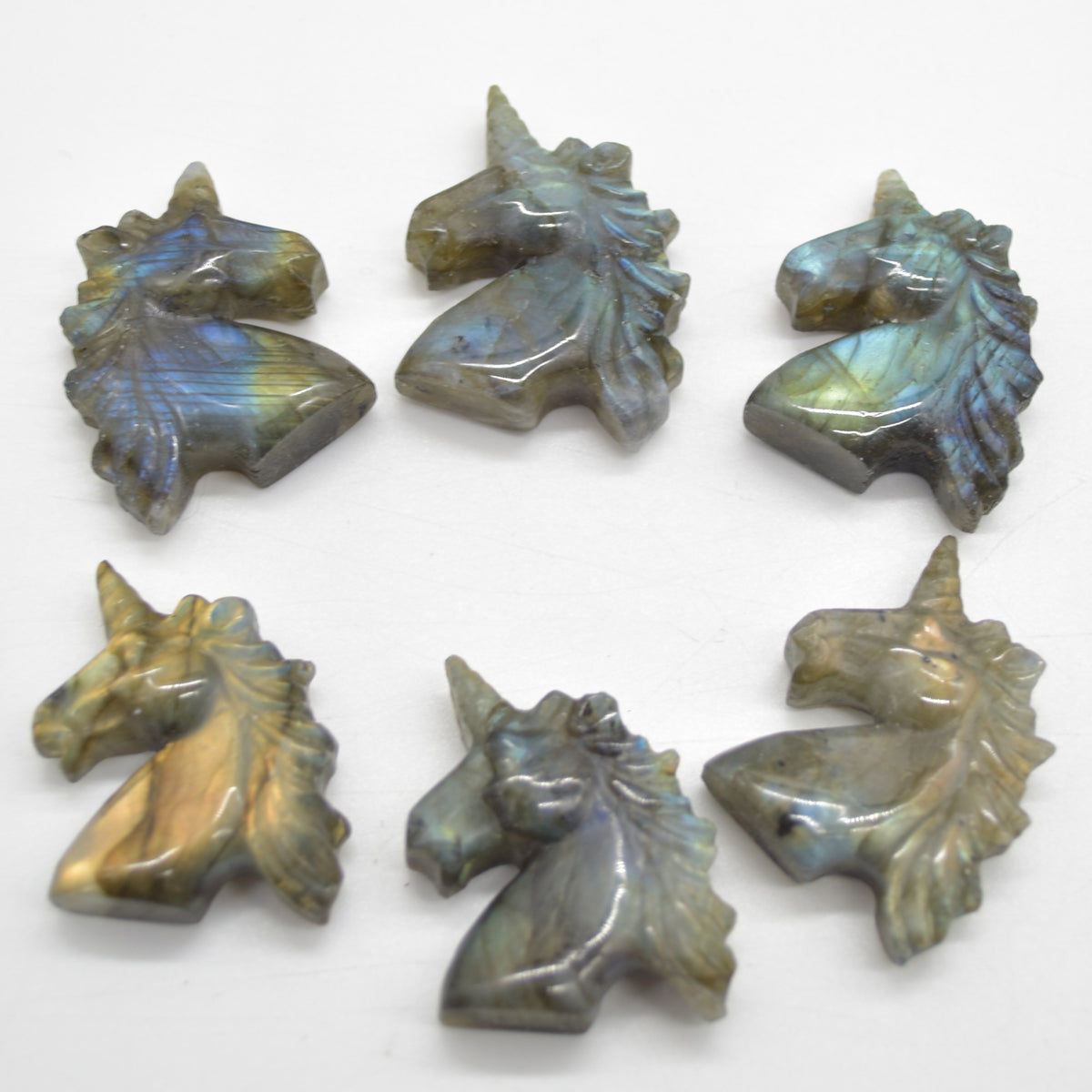 Labradorite Carved Small Unicorn Head - 3cm - 1 Count