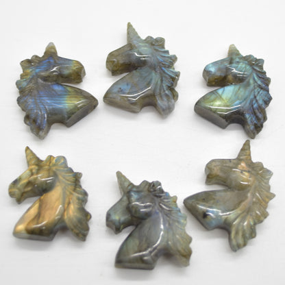 Labradorite Carved Small Unicorn Head - 3cm - 1 Count