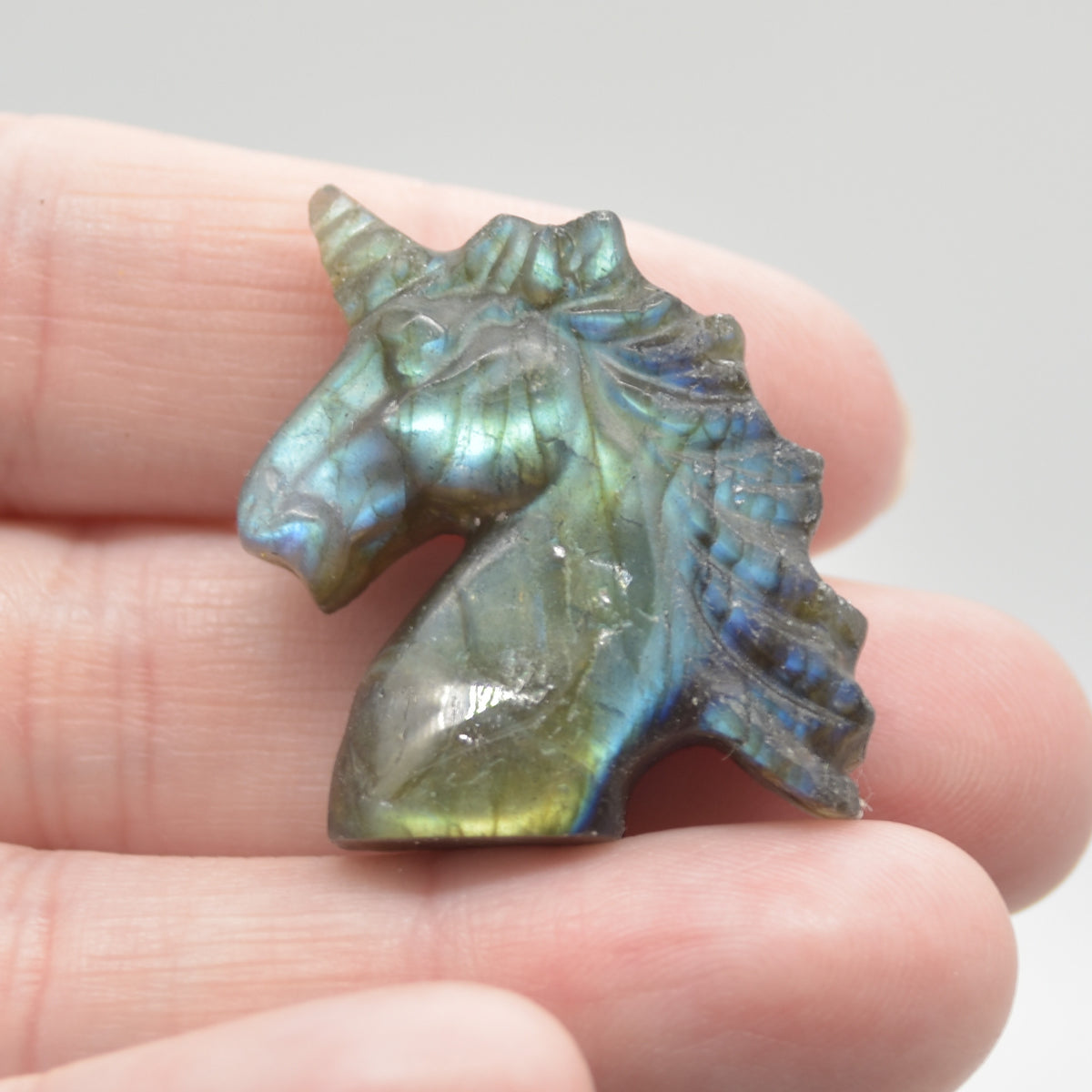 Labradorite Carved Small Unicorn Head - 3cm - 1 Count