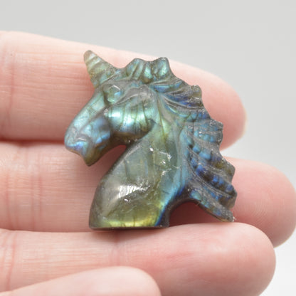 Labradorite Carved Small Unicorn Head - 3cm - 1 Count