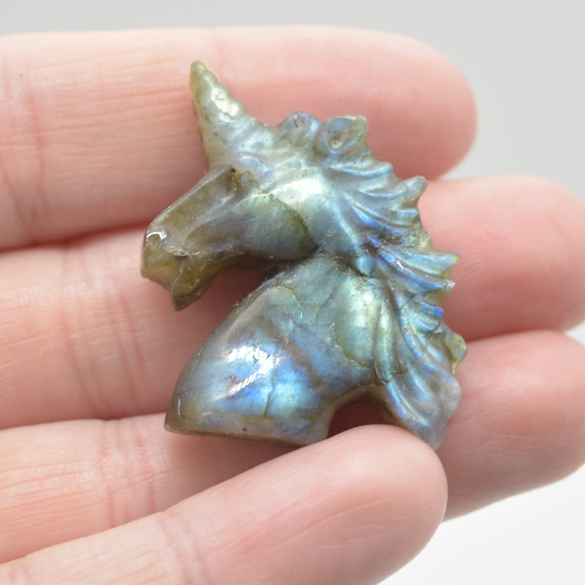 Labradorite Carved Small Unicorn Head - 3cm - 1 Count