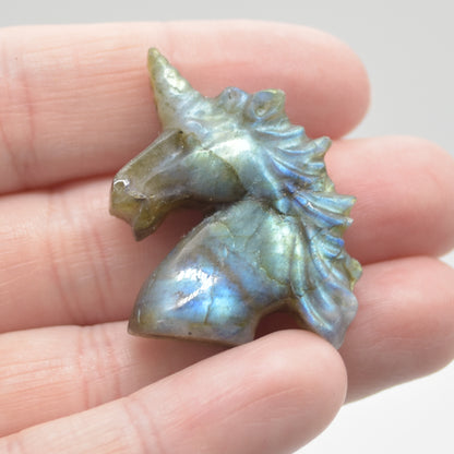 Labradorite Carved Small Unicorn Head - 3cm - 1 Count