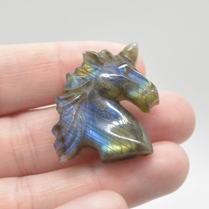 Labradorite Carved Small Unicorn Head - 3cm - 1 Count