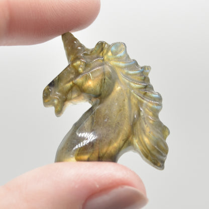 Labradorite Carved Small Unicorn Head - 3cm - 1 Count