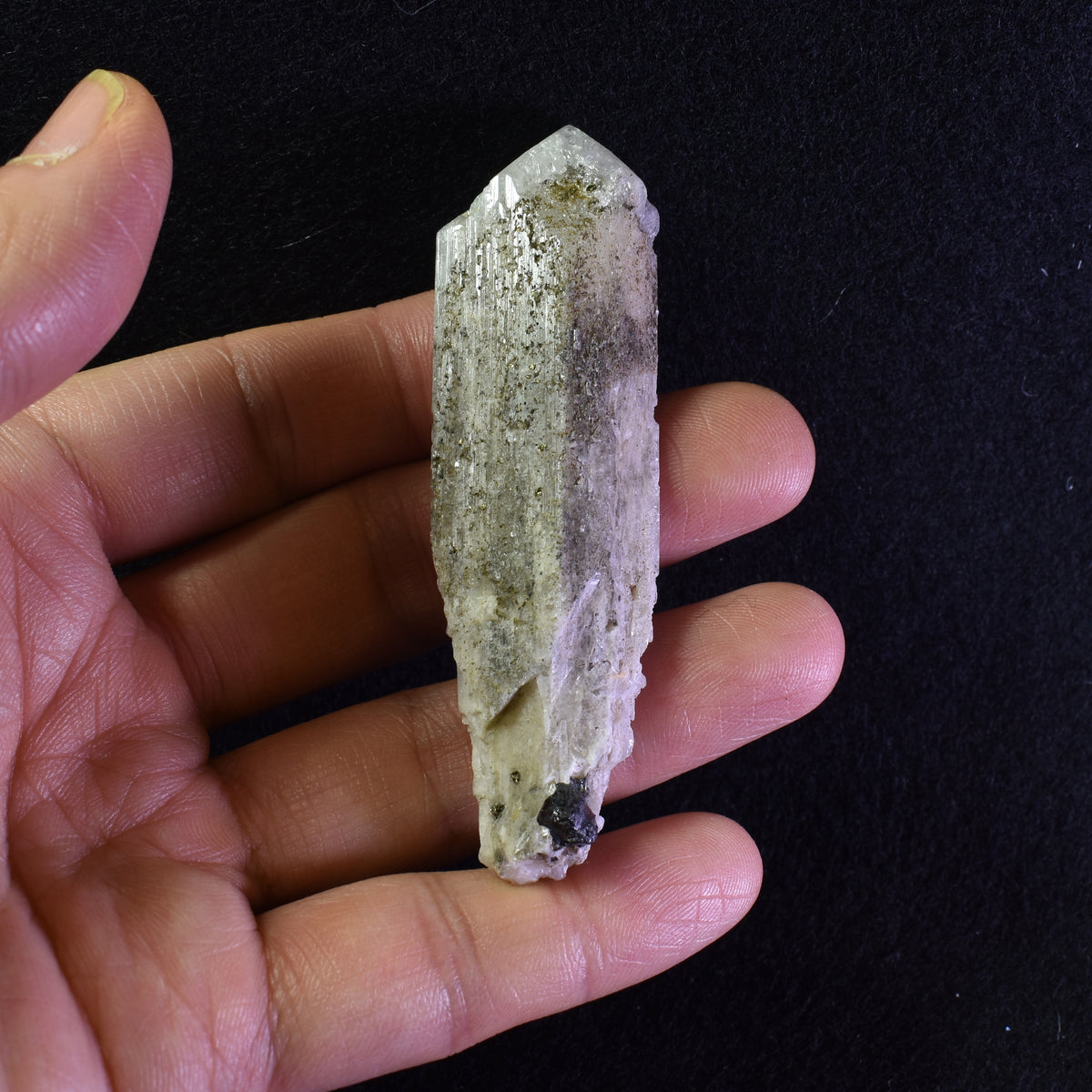 Danburite (with Pyrite and Sphalerite) UV Reactive Crystal Raw Point Specimen from Mexico - 34 grams - #03