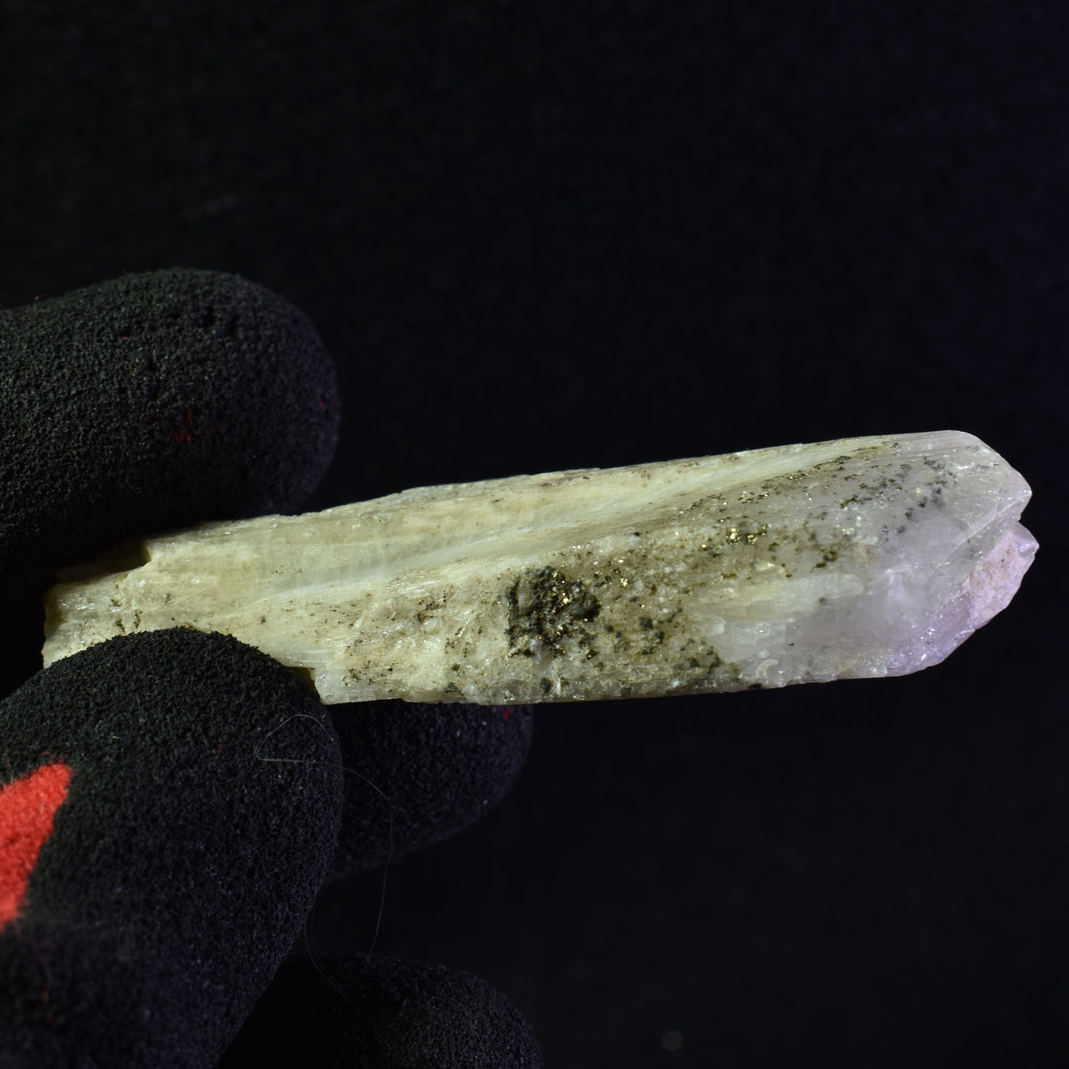 Danburite (with Pyrite) UV Reactive Crystal Raw Point Specimen from Mexico - 19 grams - #07