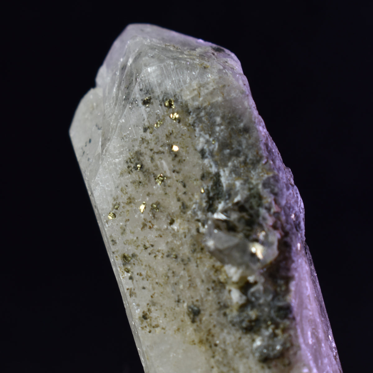 Danburite (with Pyrite and Calcite) UV Reactive Crystal Raw Point Specimen from Mexico - 31 grams - #16