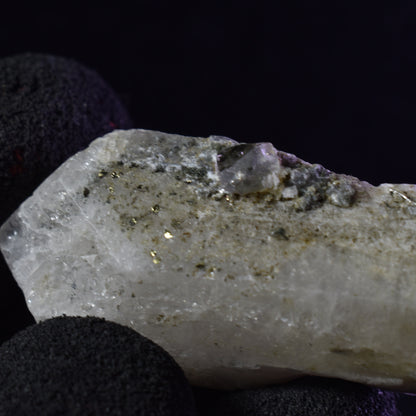 Danburite (with Pyrite and Calcite) UV Reactive Crystal Raw Point Specimen from Mexico - 31 grams - #16