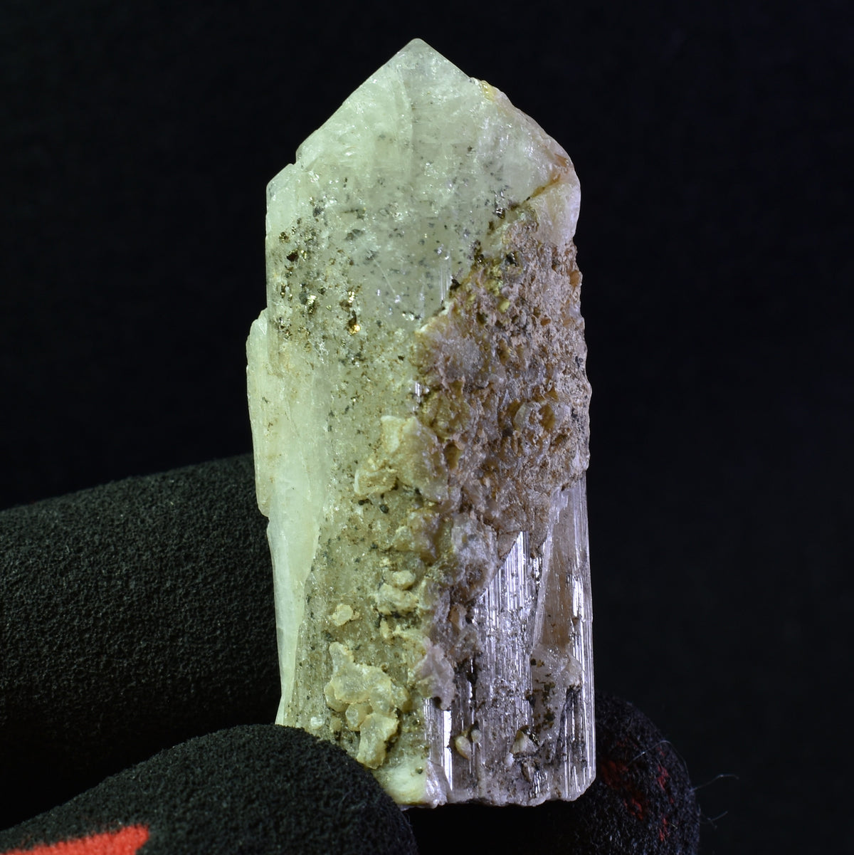 Danburite (with Pyrite and Calcite) UV Reactive Crystal Raw Point Specimen from Mexico - 32 grams - #25