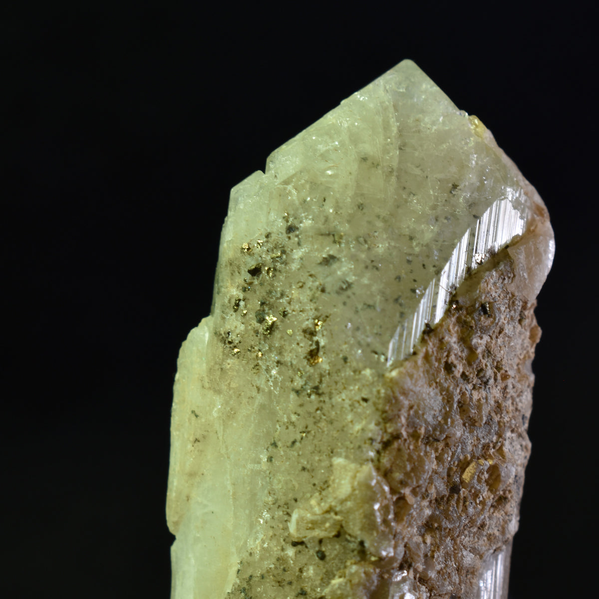 Danburite (with Pyrite and Calcite) UV Reactive Crystal Raw Point Specimen from Mexico - 32 grams - #25