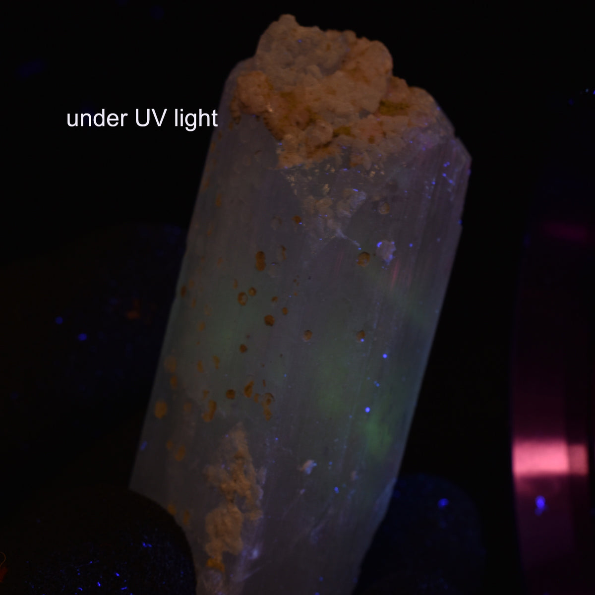 Danburite (with Calcite) UV Reactive Crystal Raw Point Specimen from Mexico - 58 grams - #30
