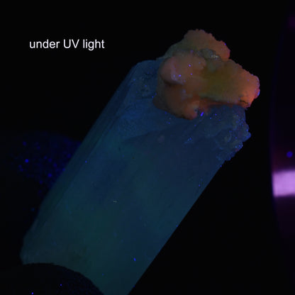 Danburite (with Calcite) UV Reactive Crystal Raw Point Specimen from Mexico - 28 grams - #32