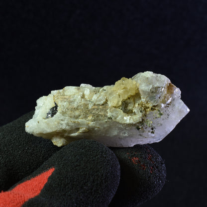 Danburite (with Calcite, Pyrite and Sphalerite) UV Reactive Crystal Raw Point Specimen from Mexico - 16 grams - #35