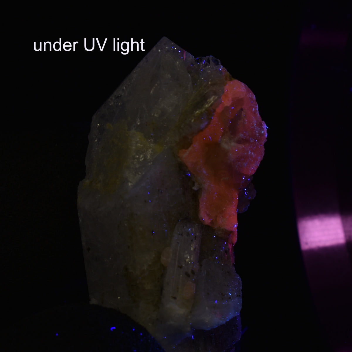 Danburite (with Calcite, Pyrite and Sphalerite) UV Reactive Crystal Raw Point Specimen from Mexico - 16 grams - #35