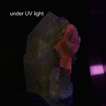 Danburite (with Calcite, Pyrite and Sphalerite) UV Reactive Crystal Raw Point Specimen from Mexico - 16 grams - #35