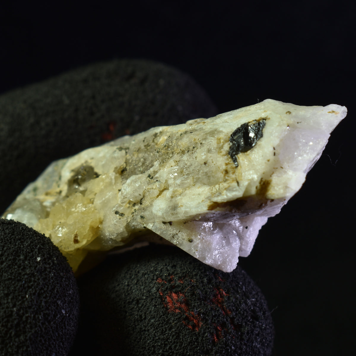 Danburite (with Calcite, Pyrite and Sphalerite) UV Reactive Crystal Raw Point Specimen from Mexico - 16 grams - #35