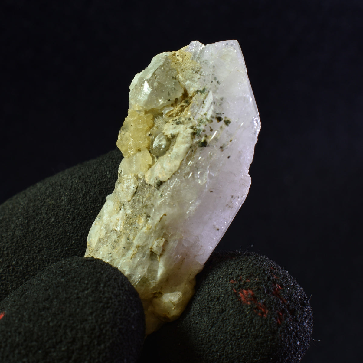 Danburite (with Calcite, Pyrite and Sphalerite) UV Reactive Crystal Raw Point Specimen from Mexico - 16 grams - #35