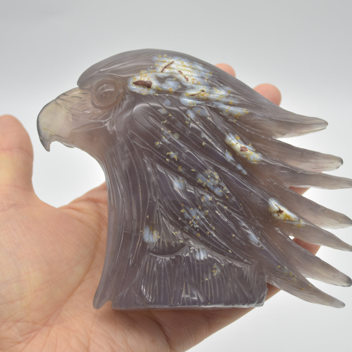 Druzy Agate Crystal Eagle Head - 10.5cm x 12cm x 3.8cm - 542 grams #02