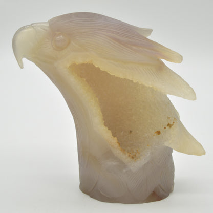 Druzy Agate Crystal Eagle Head - 12cm x 11.5cm x 5cm - 727 grams #08