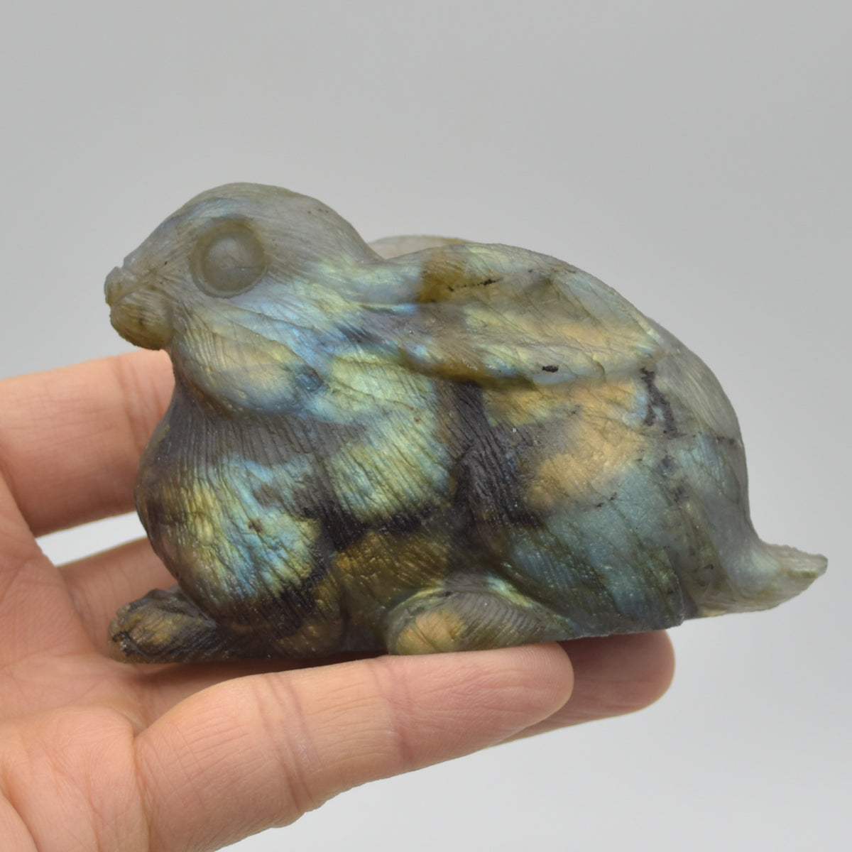 Labradorite Carved Rabbit - 9cm - 238 grams #05