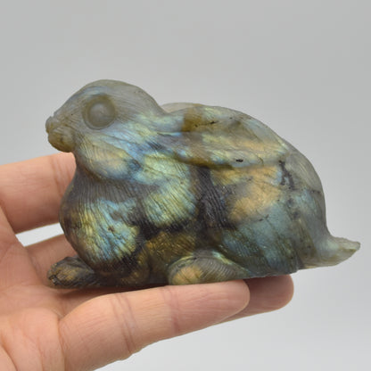 Labradorite Carved Rabbit - 9cm - 238 grams #05